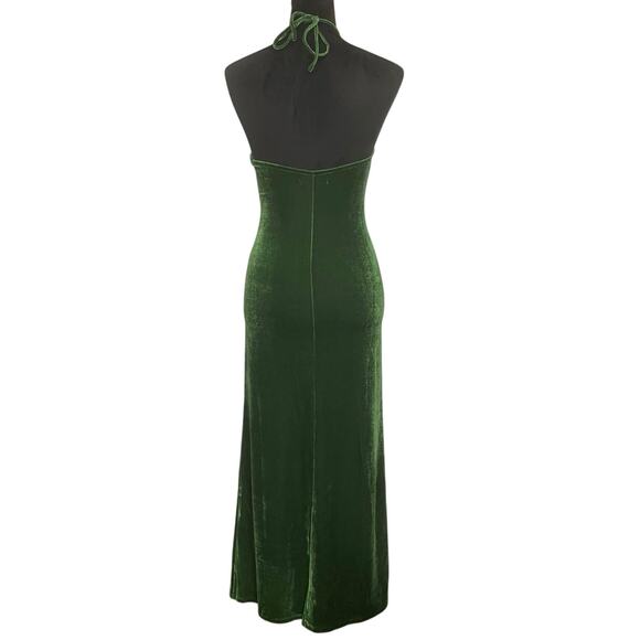 NWT - Reformation Nyla Green Velvet Halter Maxi Dress - Picture 3 of 7